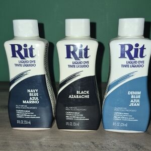 Rit Liquid Dye Set - Navy Blue, Black, Denim Blue